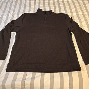 Haggar Brown Shirt 1/4 Zip Pullover High Collar Long Sleeve Mens XL